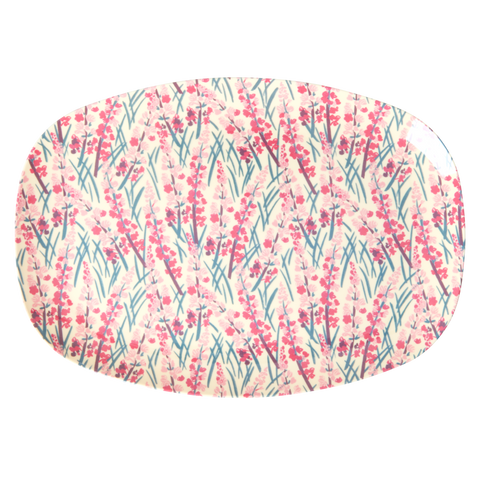 Melamine Rectangular Plate with Floral Field Print