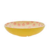 Melamine Salad Bowl New Shape with Pink Dots Print - Two Tone