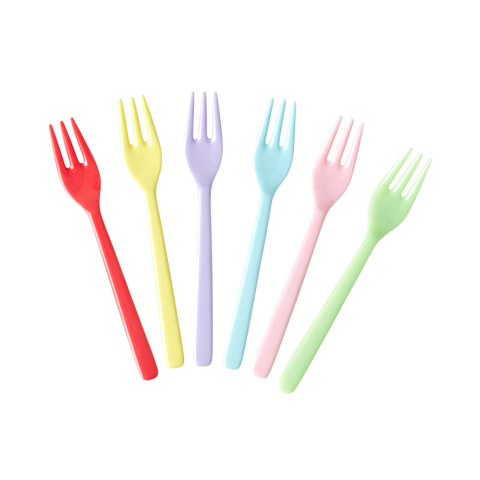 Melamine Cake Forks in Asst. 'YIPPIE YIPPIE YEAH' Colours - Bundle of 6