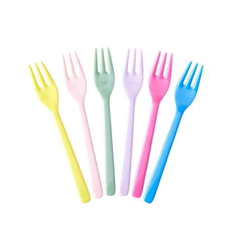 Melamine Cake Forks in Flower Me Happy Colours - Bundle of 6