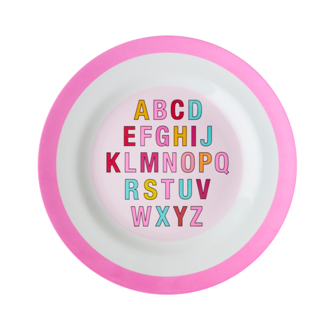 Melamine Side Plate with Alphabet Pink Print