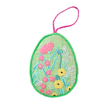 Large Raffia Easter Eggs Ornaments 3 Asst. Designs with Flower, Rabbit and Hen Embroidery