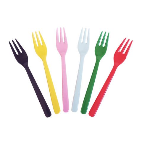 Melamine Cake Forks in Asst. 'Favourite' Colours - Bundle of 6 pcs.