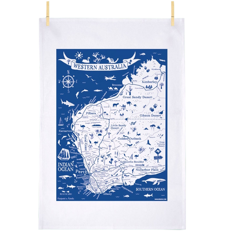 Western Australia Map Tea Towel