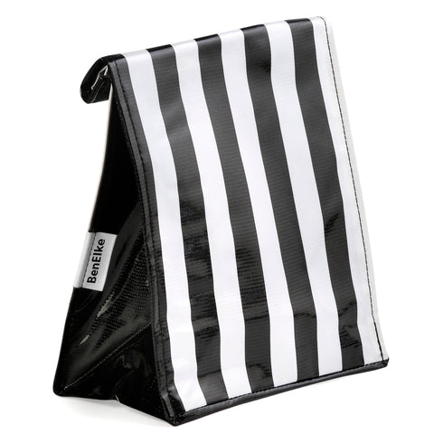 Oilcloth Lunchbag in Black Stripes