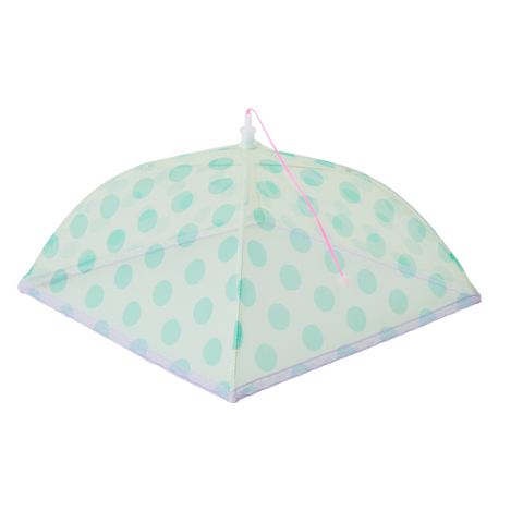 Small Foldable Mesh Food Over with Green Dots Print