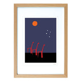 A4 Red Moon Over Freo Print