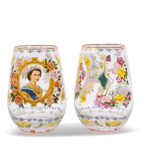 Glass Tumblers Her Majesty The Queen (Set of 2)