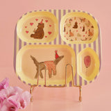 Melamine Baby Dinner Set in Gift Box - Animal Lavender Print - 4 pcs