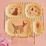 Melamine Kids 4 Room Plate with Animal Print - Lavender