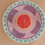 Ceramic Dinner Plate with Embossed Flower Design - Lavender