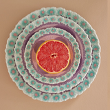 Ceramic Cake Plate with Embossed Flower Design - Lavender