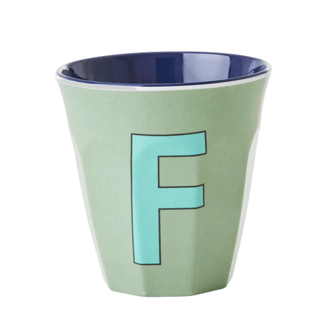 Alphabet Melamine Cup with Letter F Print - Khaki Two Tone - Medium