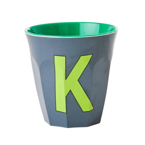 Alphabet Melamine Cup with Letter K Print - Dark Grey Two Tone