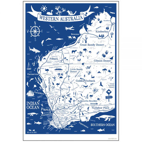 Western Australia Map Print A4